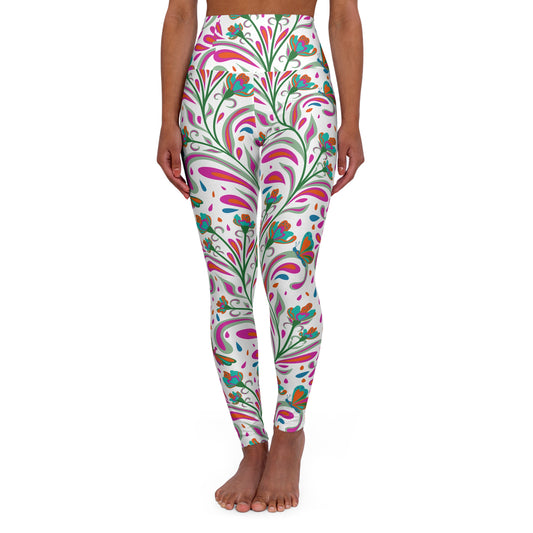 Dragonfly Floral High-Waisted Yoga Leggings — Nature-Inspired Activewear
