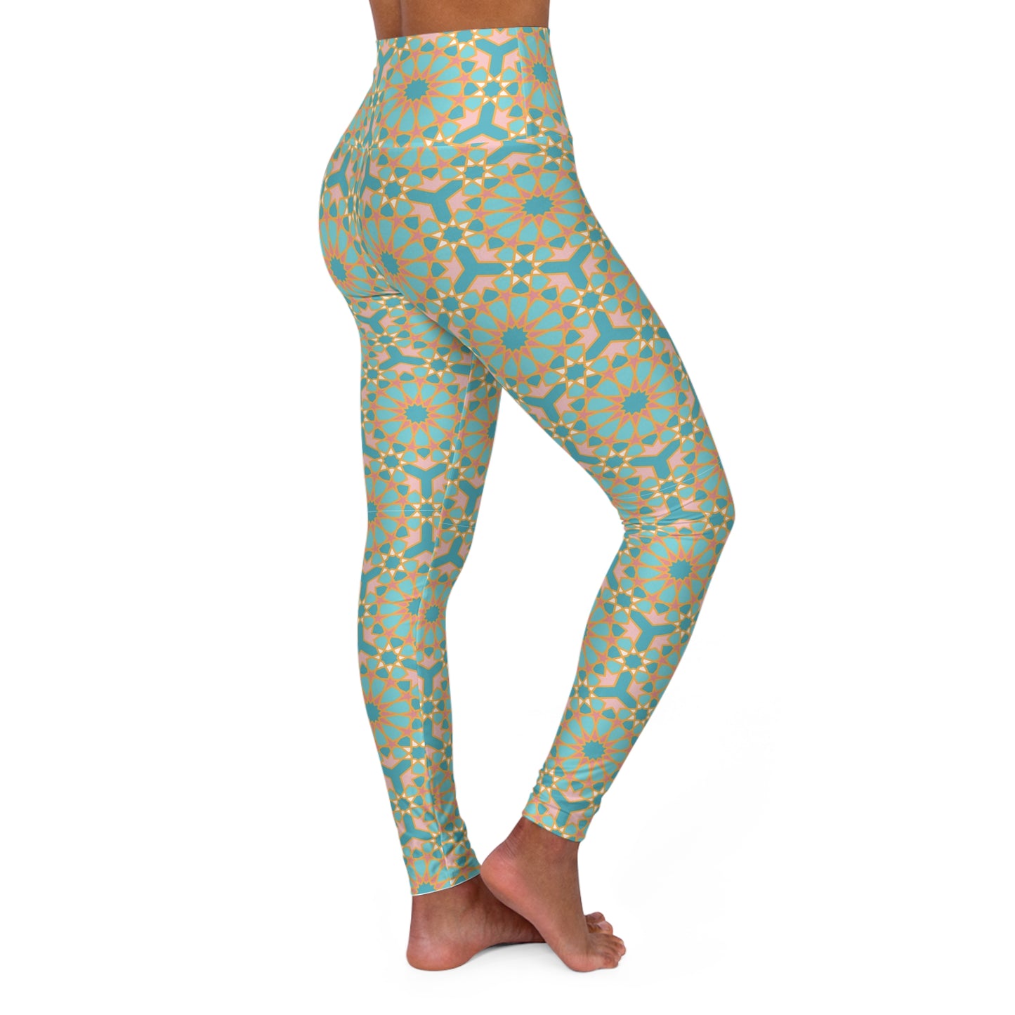 Geometric Pattern Yoga Leggings, High Waist Athletic Pants, Workout Leggings, Exercise Tights, Yoga Apparel