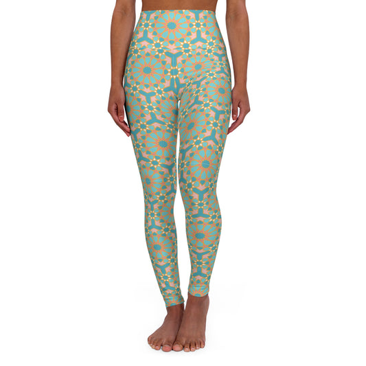 Geometric Pattern Yoga Leggings, High Waist Athletic Pants, Workout Leggings, Exercise Tights, Yoga Apparel