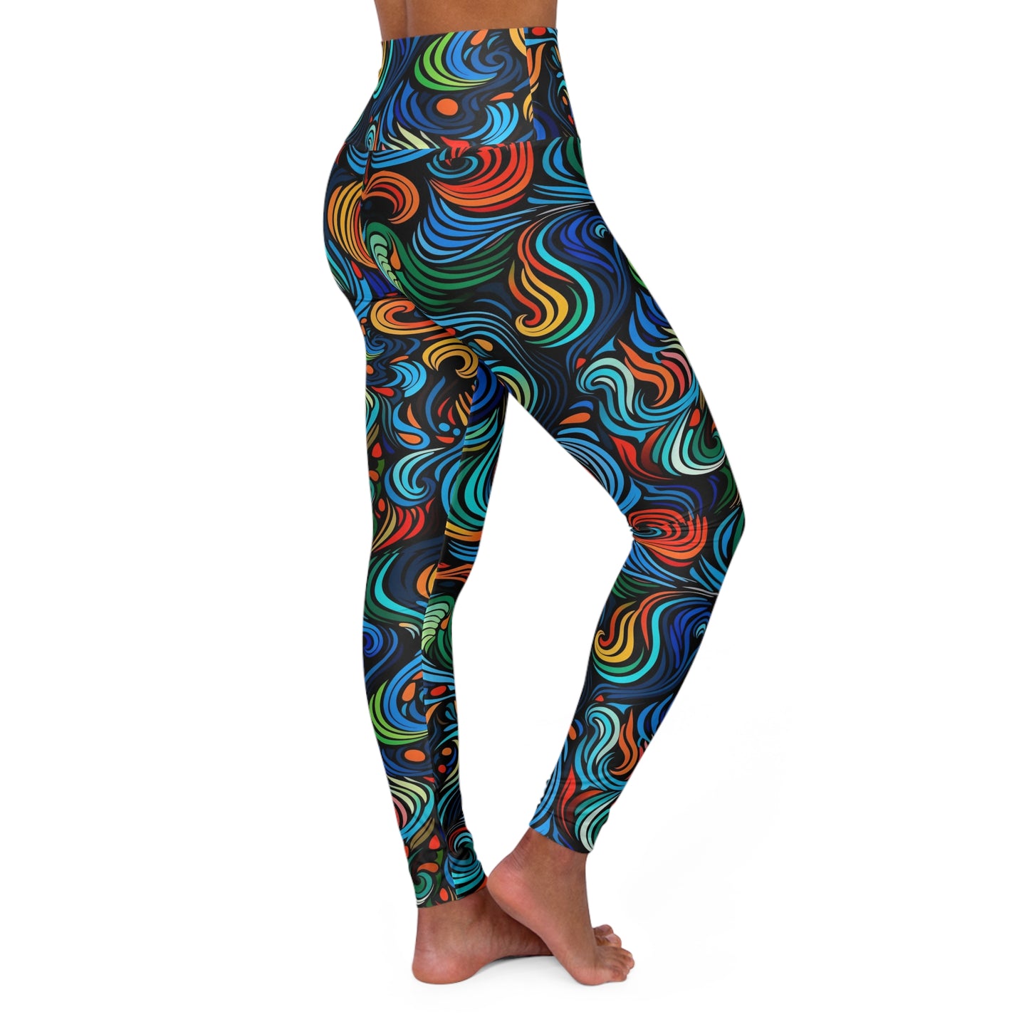 Colorful Abstract High-Waisted Yoga Leggings — Activewear for Gym & Fitness