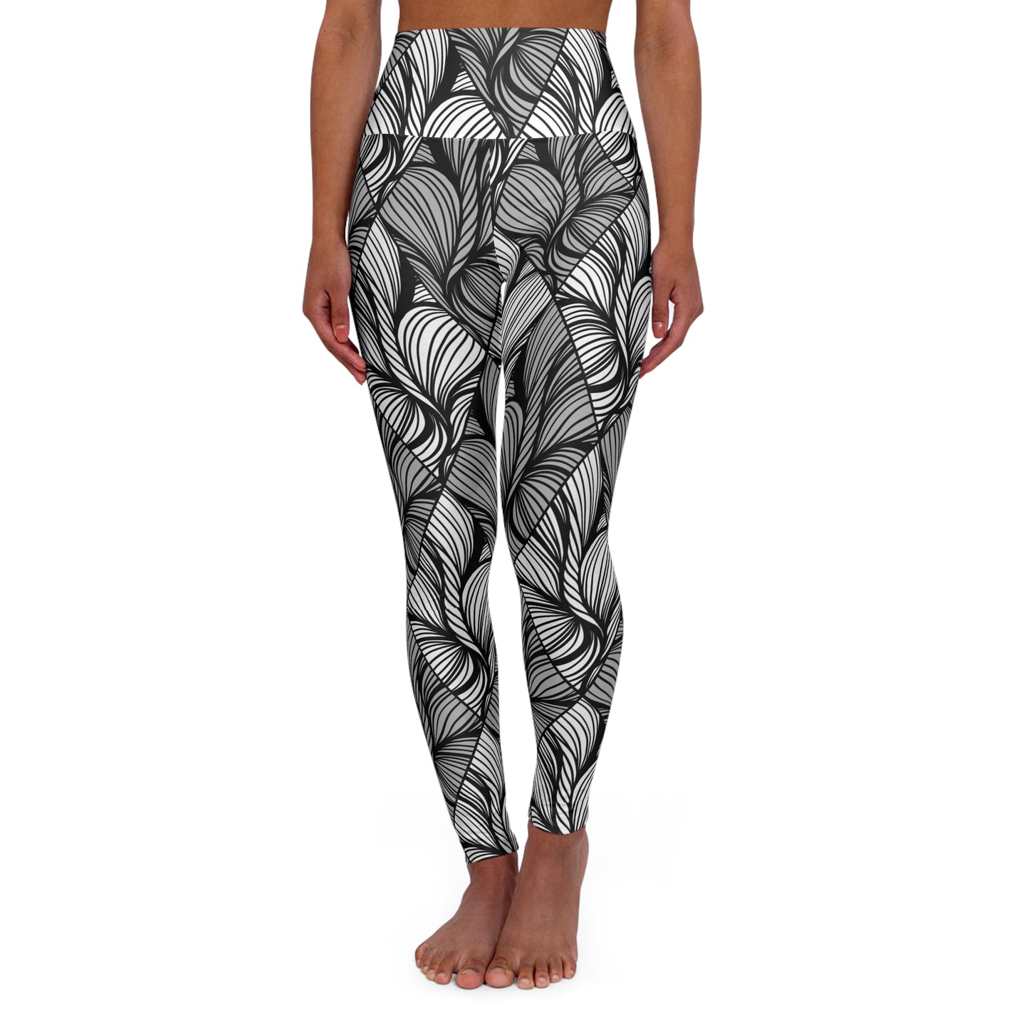 Black & White Abstract High-Waisted Yoga Leggings