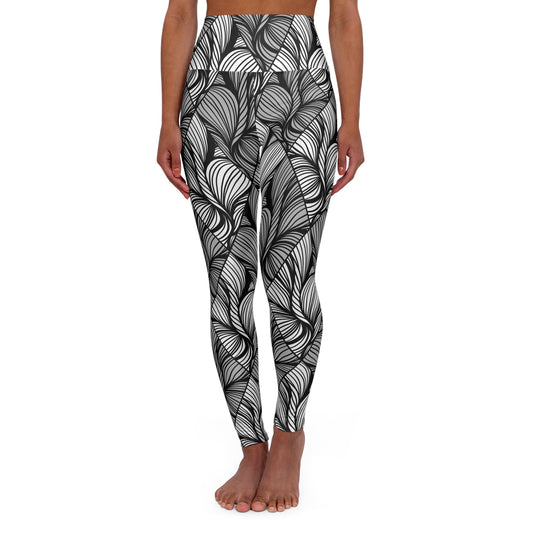 Black & White Abstract High-Waisted Yoga Leggings