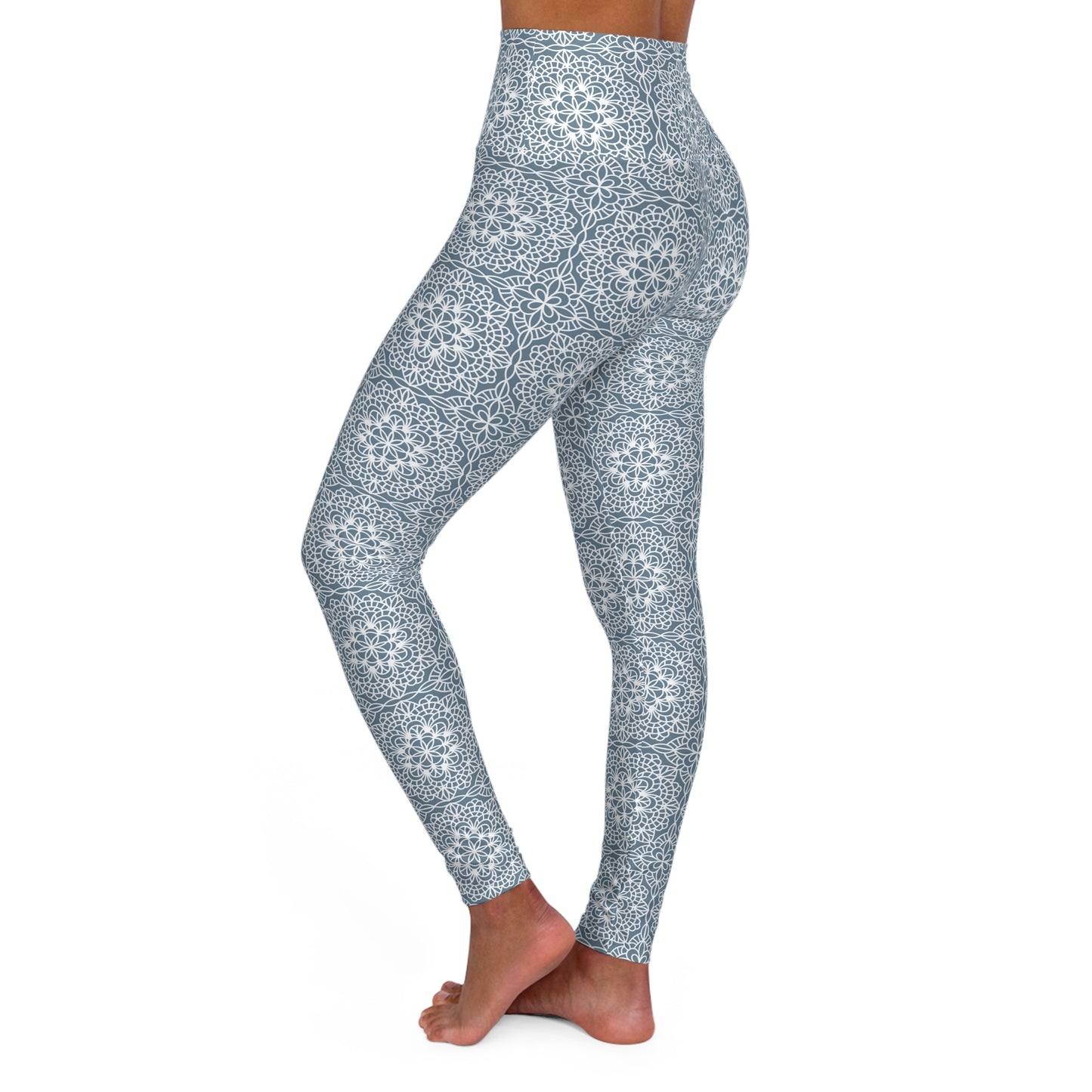 High-Waisted Lace-Pattern Yoga Leggings — Women's Athletic Tights