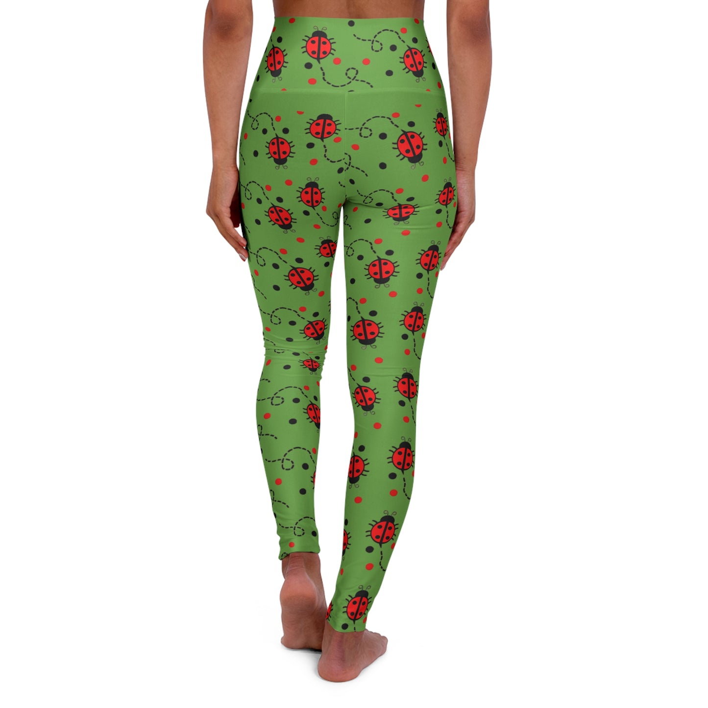 Ladybug High-Waist Yoga Leggings — Bug Print Workout & Gym Pants for Women