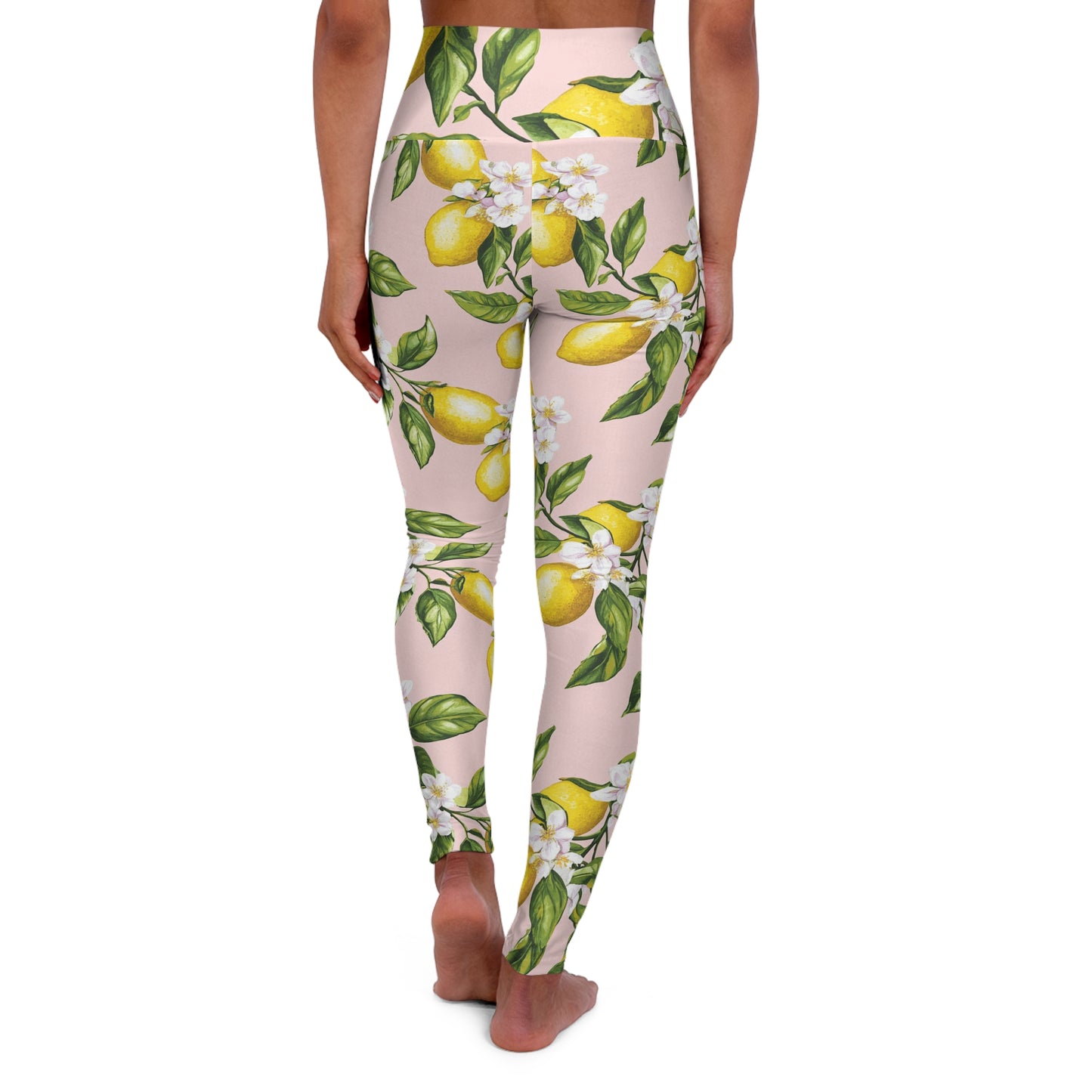 Lemons High-Waisted Yoga Leggings — Citrus Print Activewear
