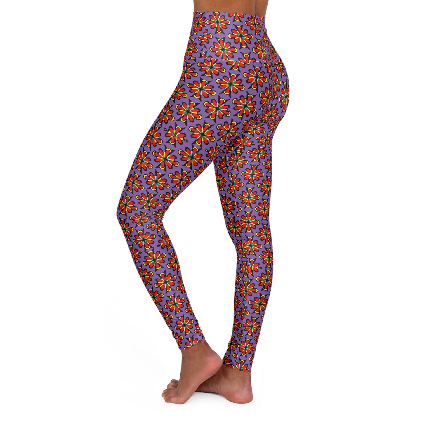 Floral Purple Yoga Leggings — High-Waisted Athletic Tights
