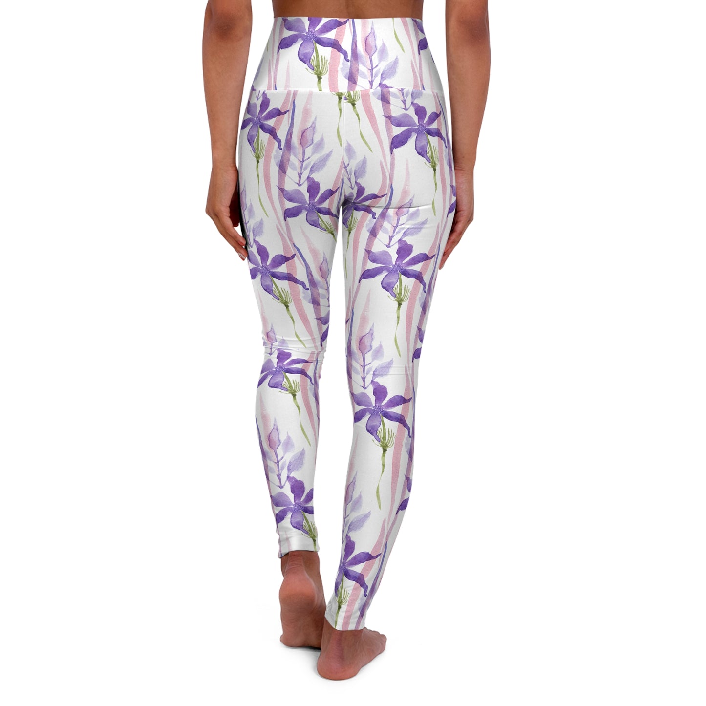 Purple Iris Floral High Waisted Yoga Leggings