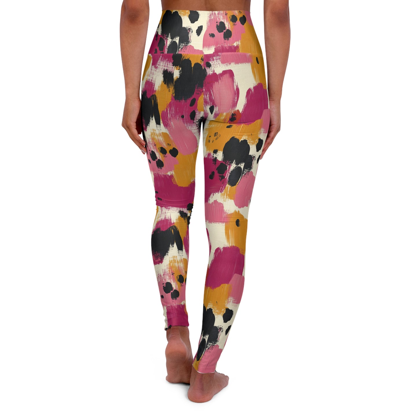 Brushstroke High Waisted Yoga Leggings, Yoga Tights