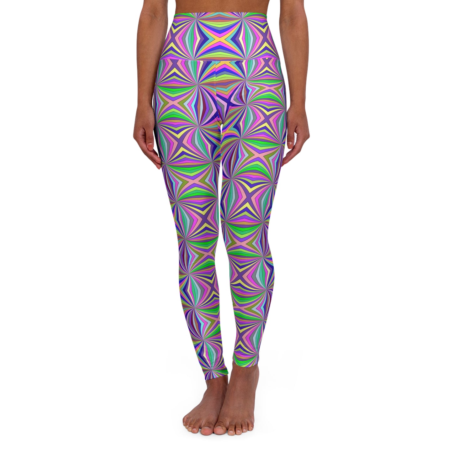 Colorful Abstract High-Waisted Yoga Leggings — Women's Stretchy Workout Pants