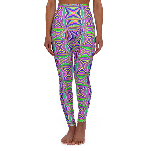 Colorful Abstract High-Waisted Yoga Leggings — Women's Stretchy Workout Pants