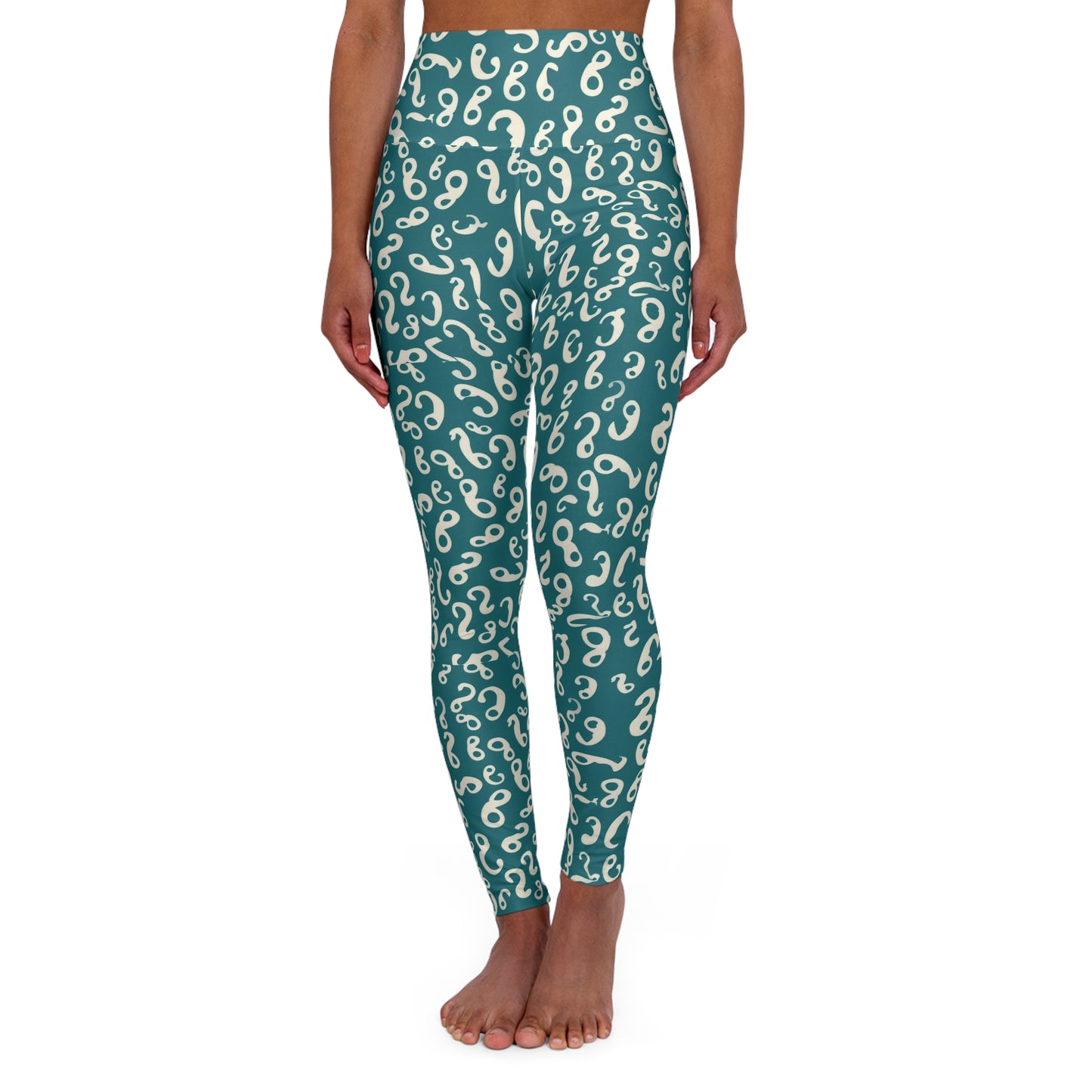Abstract Numbers High-Waisted Yoga Leggings — Numerical Print Workout Tights