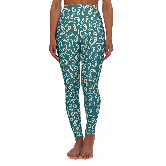 Abstract Numbers High-Waisted Yoga Leggings — Numerical Print Workout Tights
