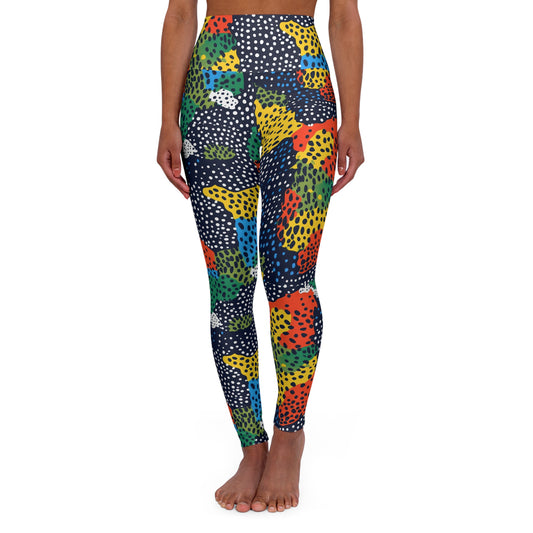 High-Waisted Polka Dot Yoga Leggings — Colorful Activewear Workout Tights