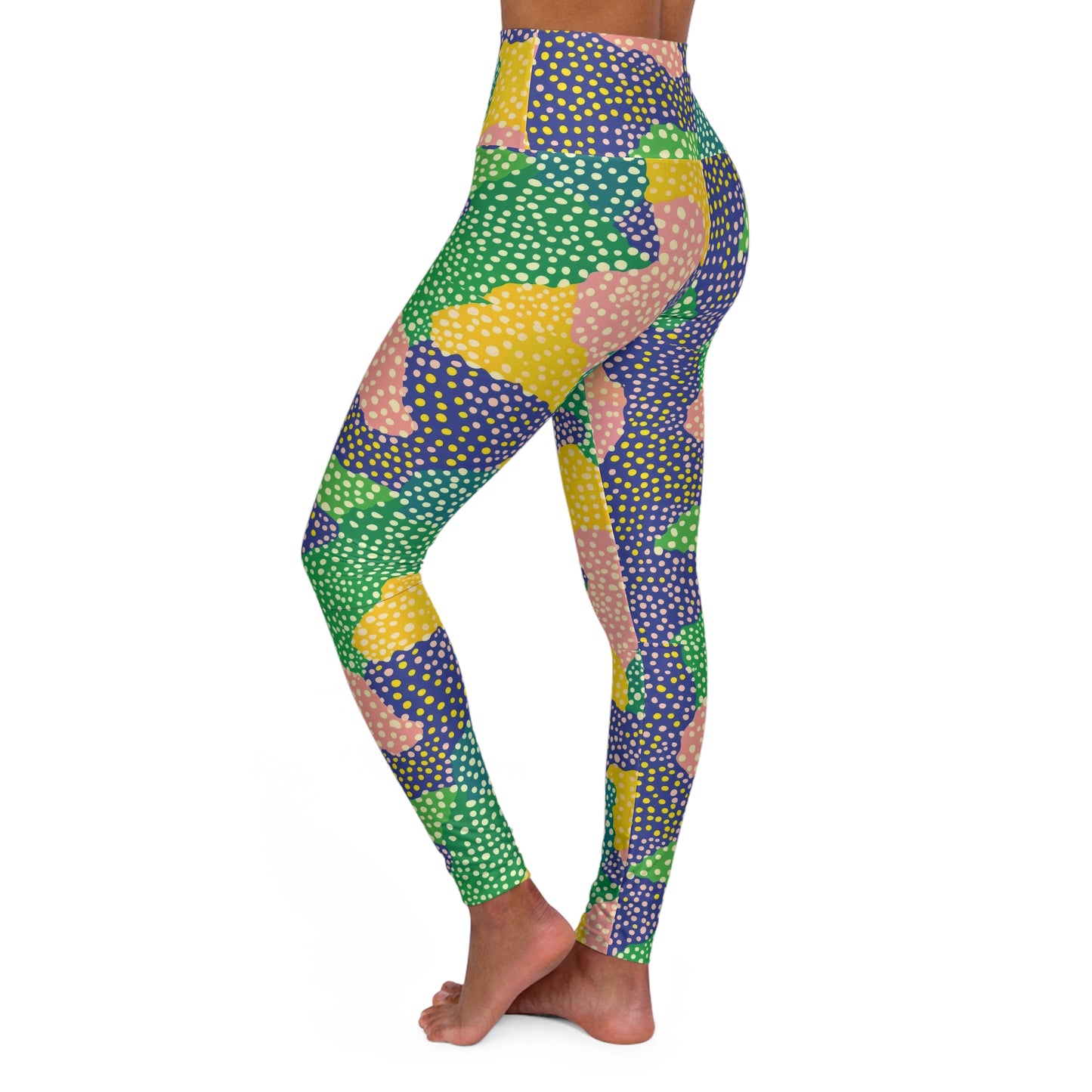 Colorful Polka Dot High-Waist Yoga Leggings — Women's Activewear