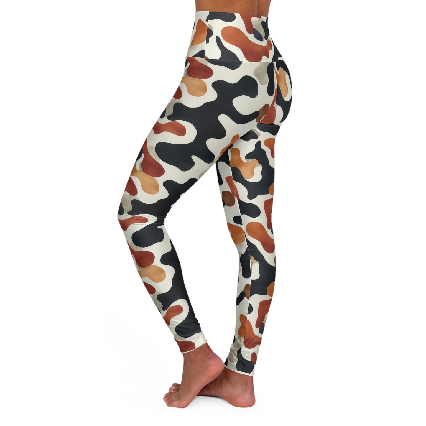 Blue & Rust Abstract High-Waisted Yoga Leggings