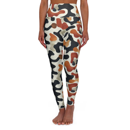 Blue & Rust Abstract High-Waisted Yoga Leggings