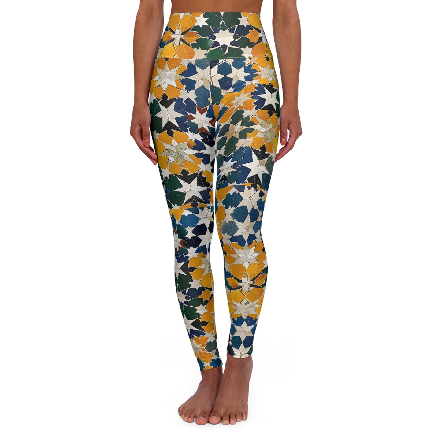 Autumn Stars High-Waisted Yoga Leggings — Galaxy Print Fall Workout Tights