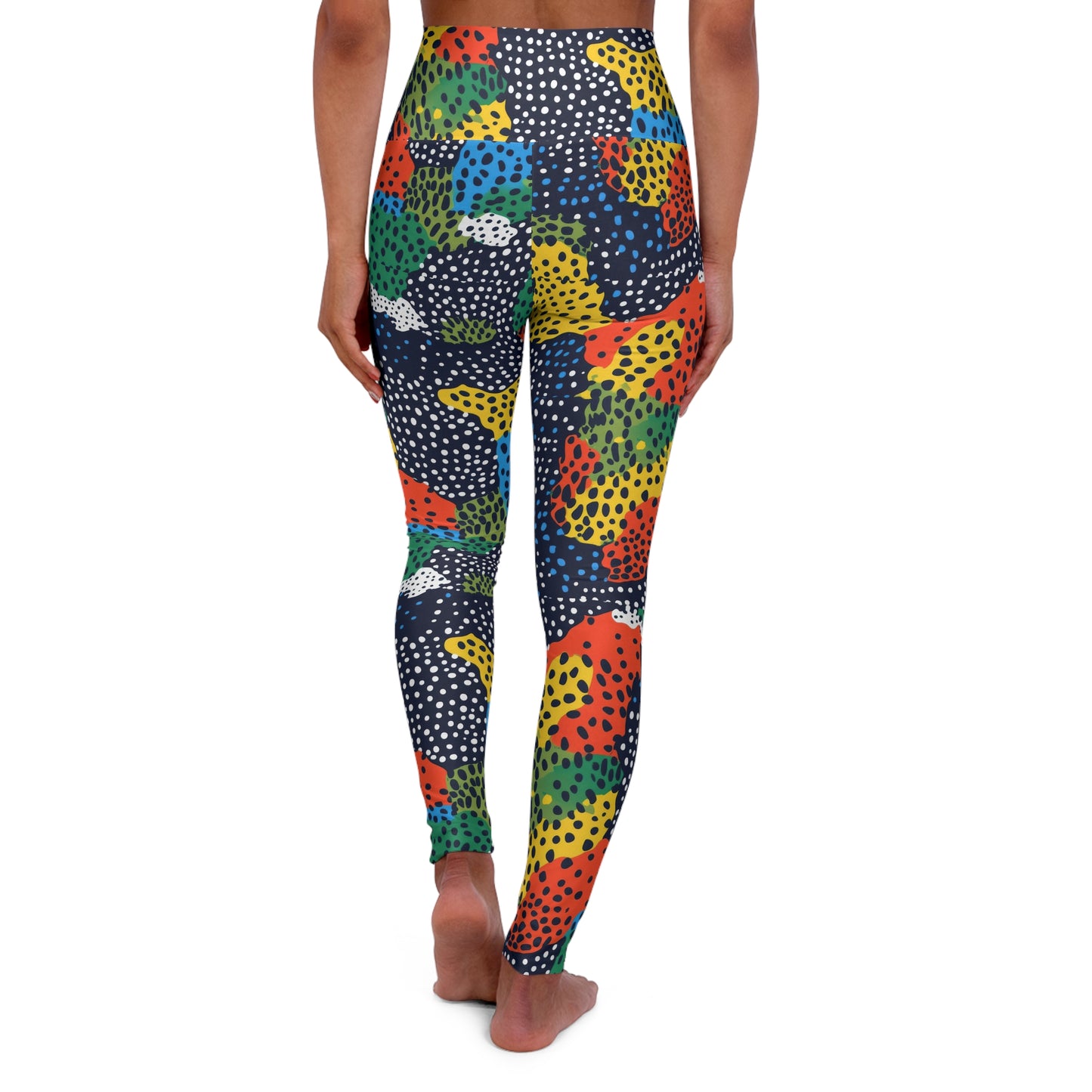High-Waisted Polka Dot Yoga Leggings — Colorful Activewear Workout Tights