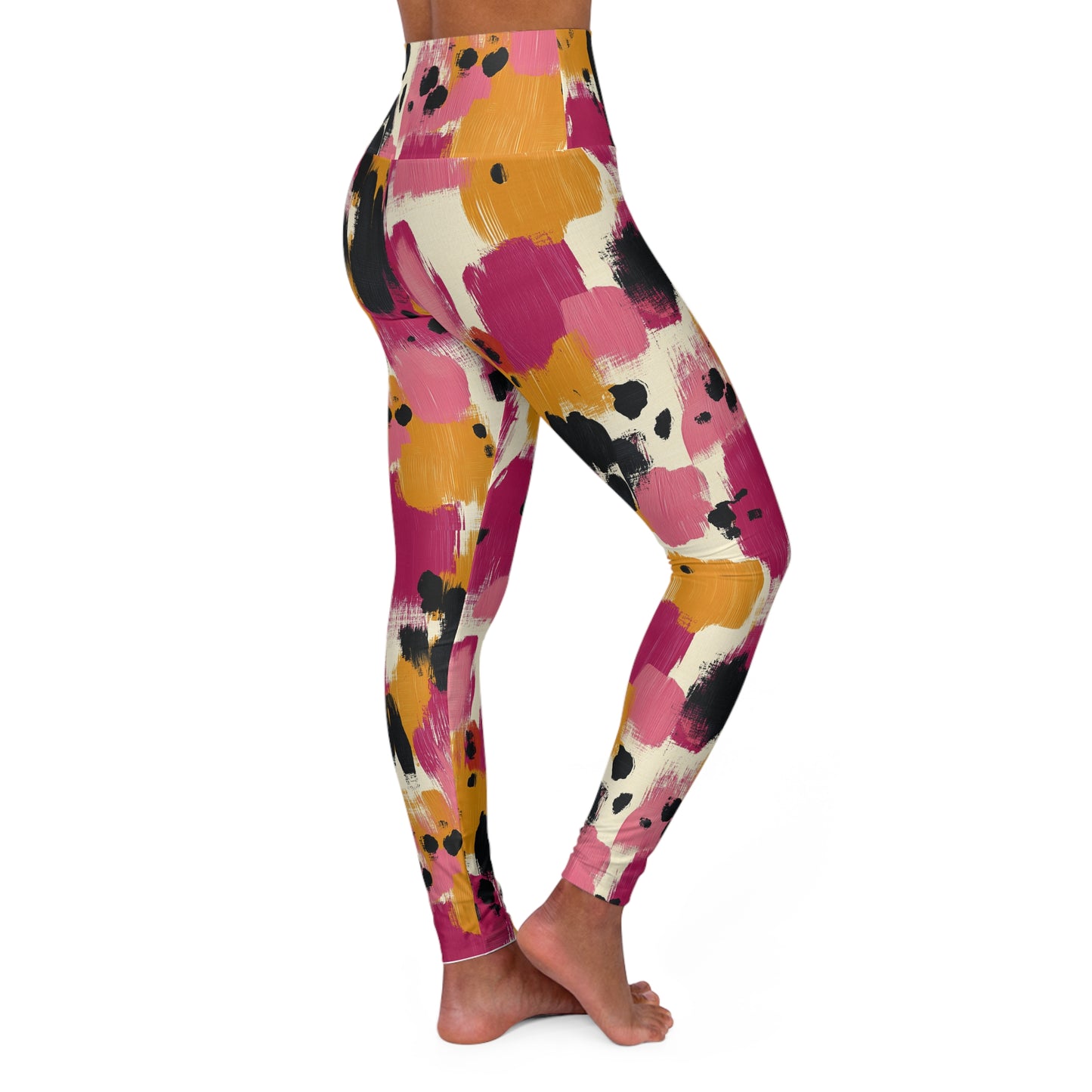 Brushstroke High Waisted Yoga Leggings, Yoga Tights