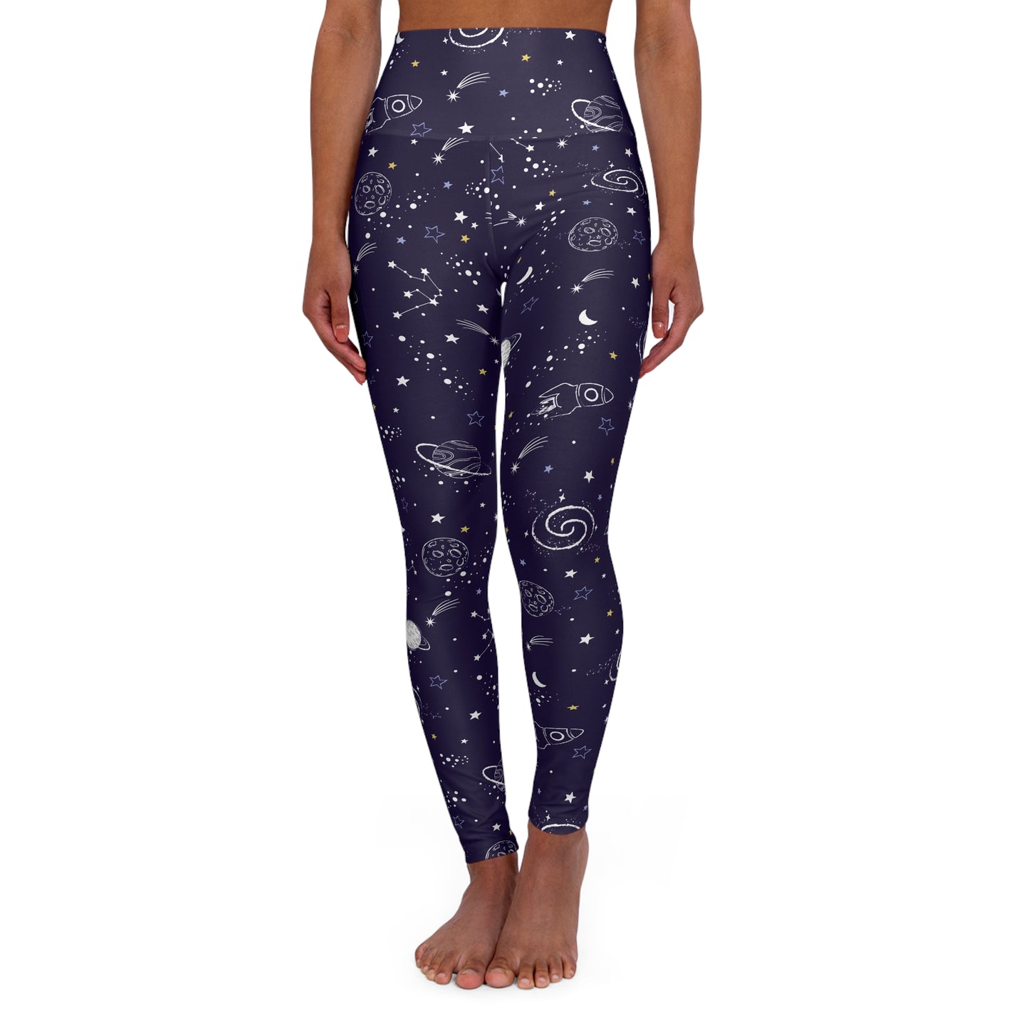Galaxy High Waist Yoga Leggings — Celestial Starry Night Workout Pants