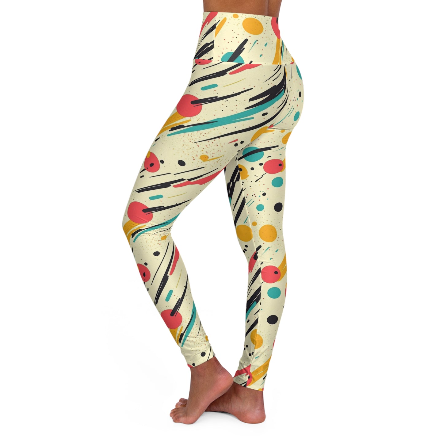 Abstract Colorful High-Waisted Yoga Leggings — Multicolored Athletic Tights