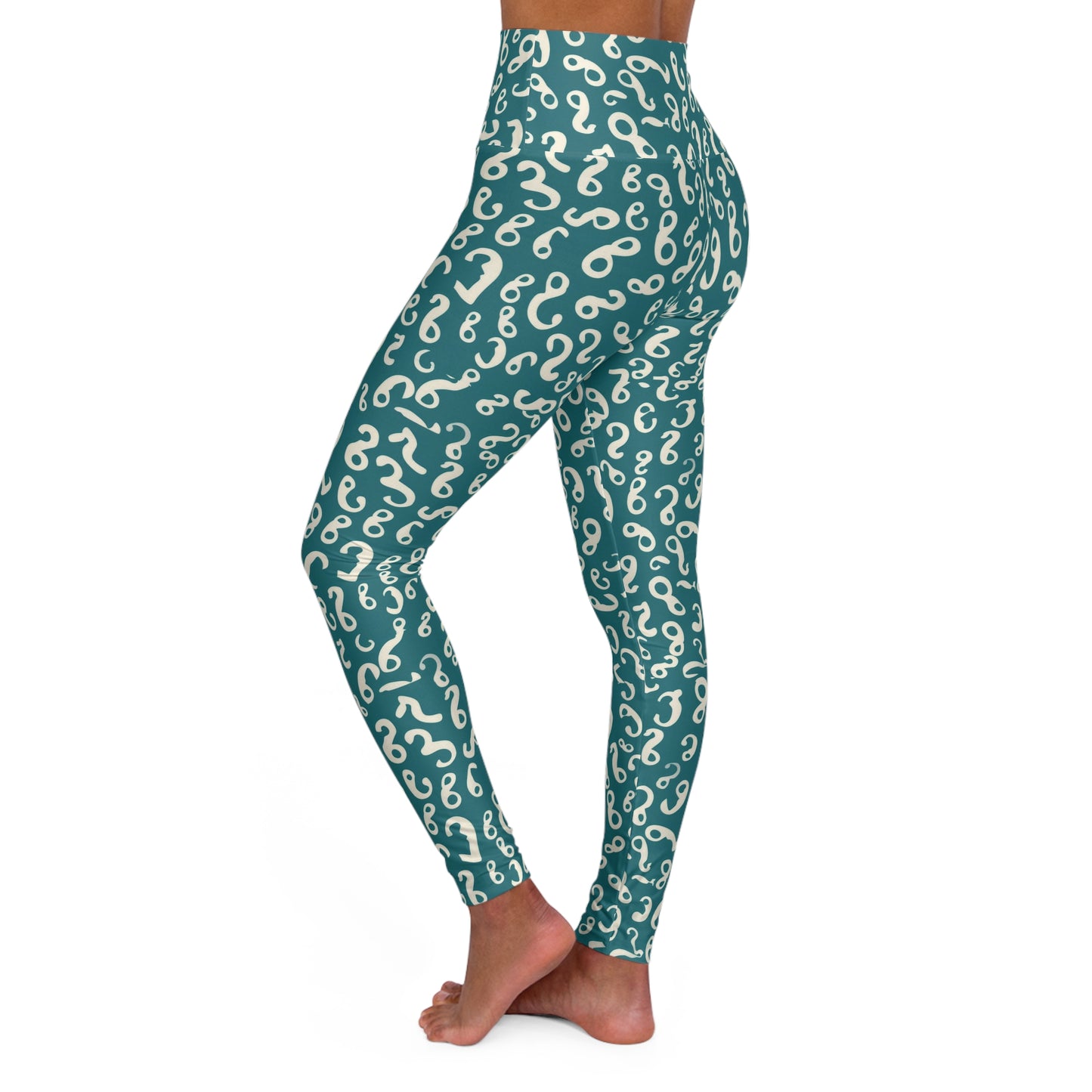 Abstract Numbers High-Waisted Yoga Leggings — Numerical Print Workout Tights
