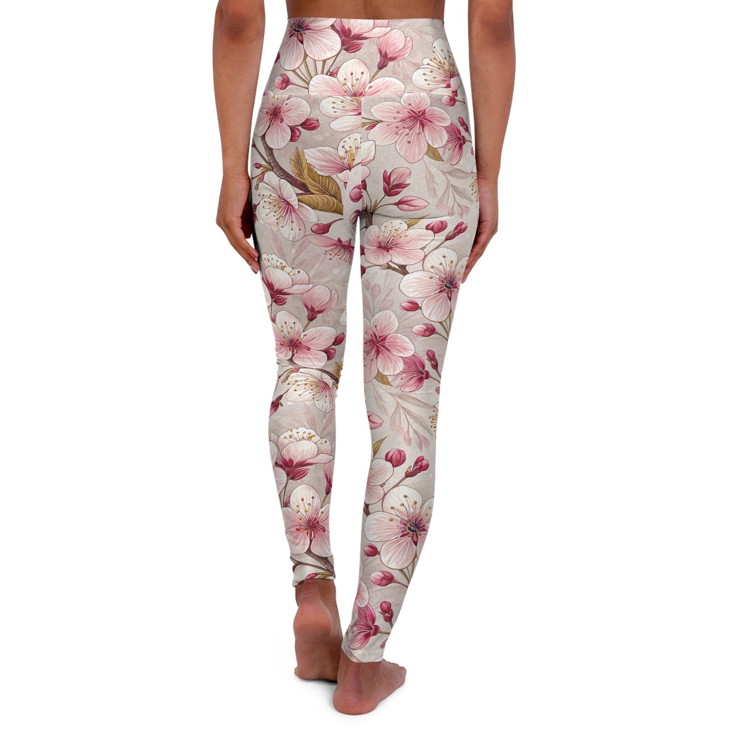 Floral Blossom High-Waisted Yoga Leggings — Spring Workout Tights
