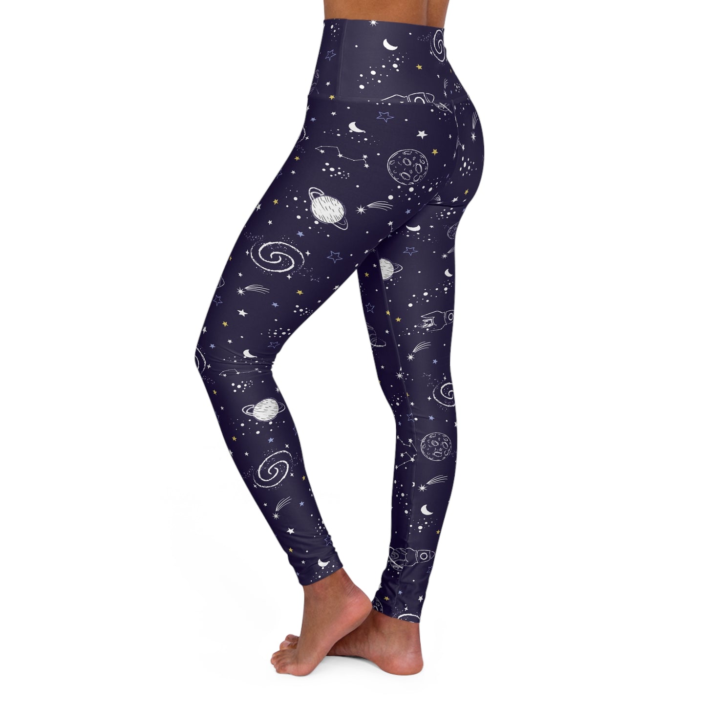 Galaxy High Waist Yoga Leggings — Celestial Starry Night Workout Pants