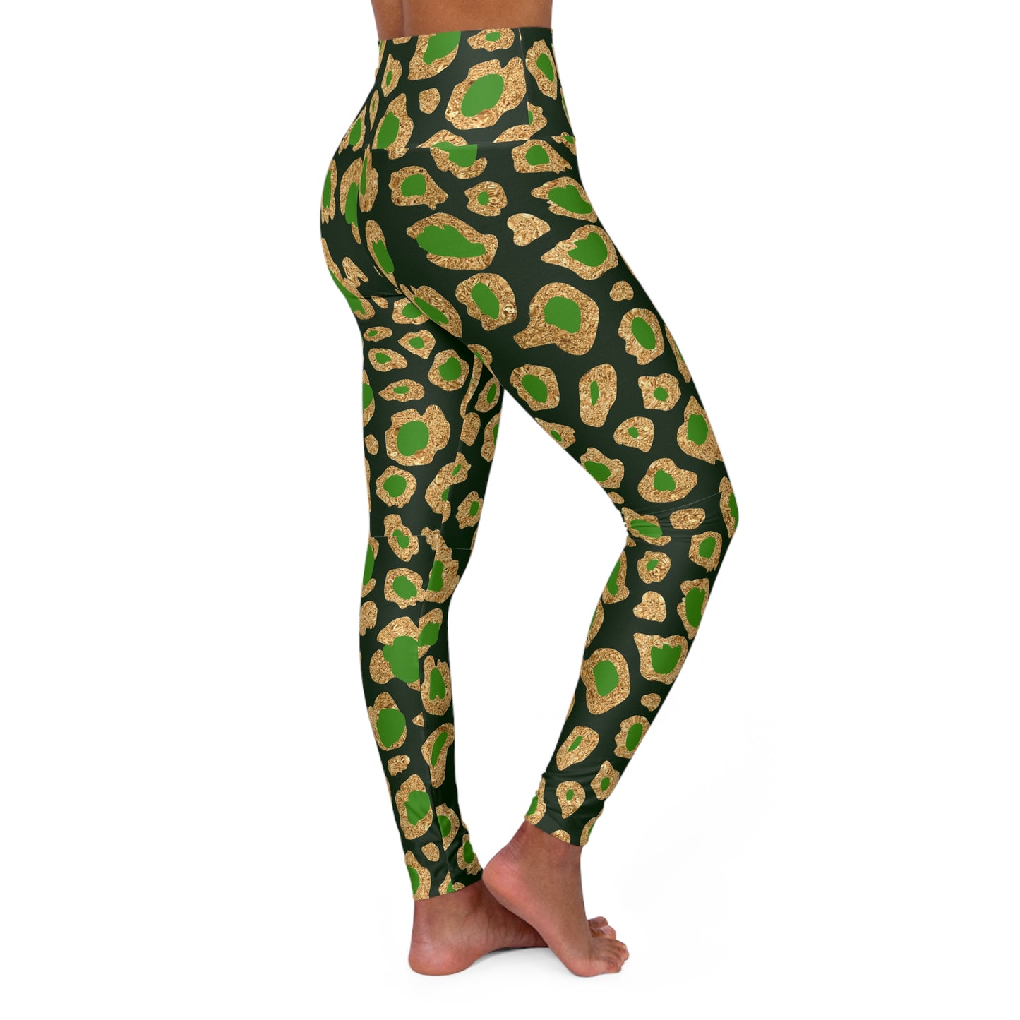 Green & Gold Leopard High-Waisted Yoga Leggings