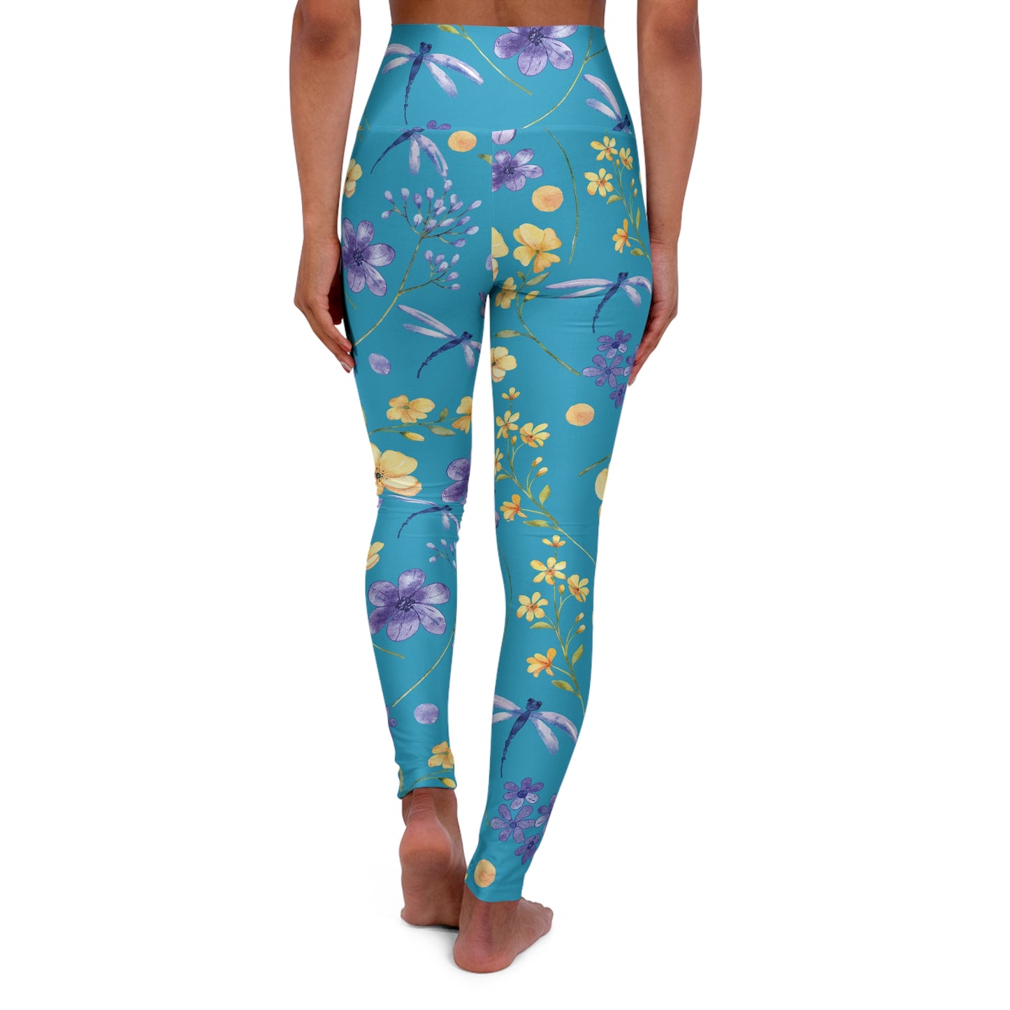 Blue Dragonfly High-Waisted Yoga Leggings — Nature-Inspired Fitness Tights for Women