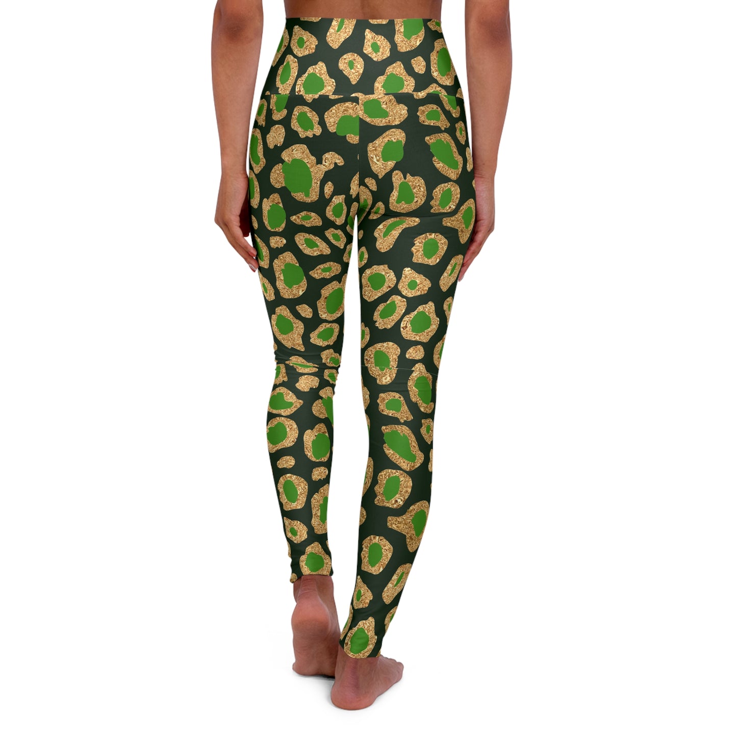 Green & Gold Leopard High-Waisted Yoga Leggings