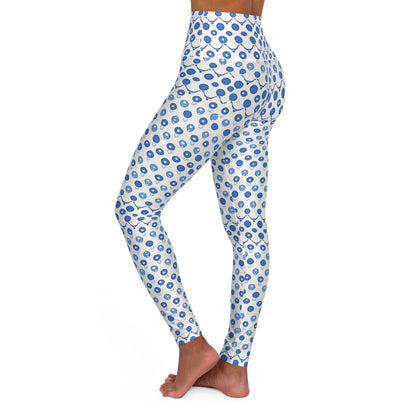 Blue Diamond Pattern High Waisted Yoga Leggings