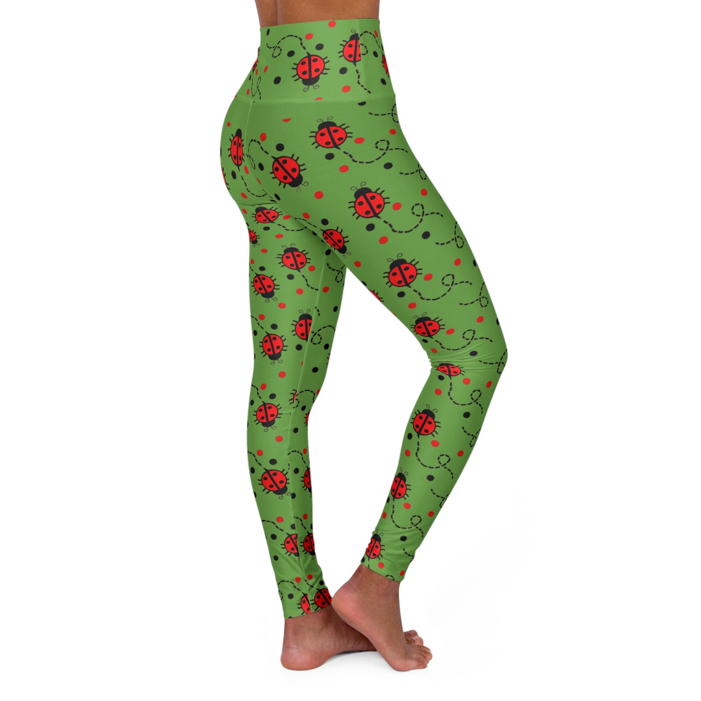 Ladybug High-Waist Yoga Leggings — Bug Print Workout & Gym Pants for Women