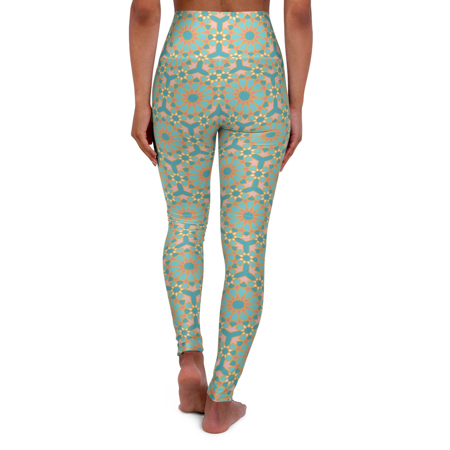 Geometric Pattern Yoga Leggings, High Waist Athletic Pants, Workout Leggings, Exercise Tights, Yoga Apparel