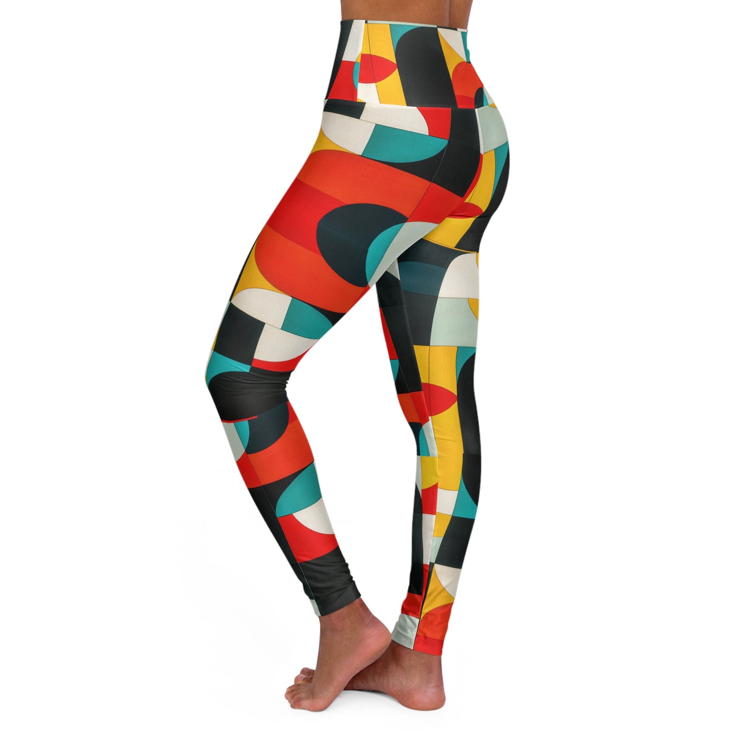 Abstract High-Waisted Yoga Leggings — Trendy Stretchy Workout Tights for Women