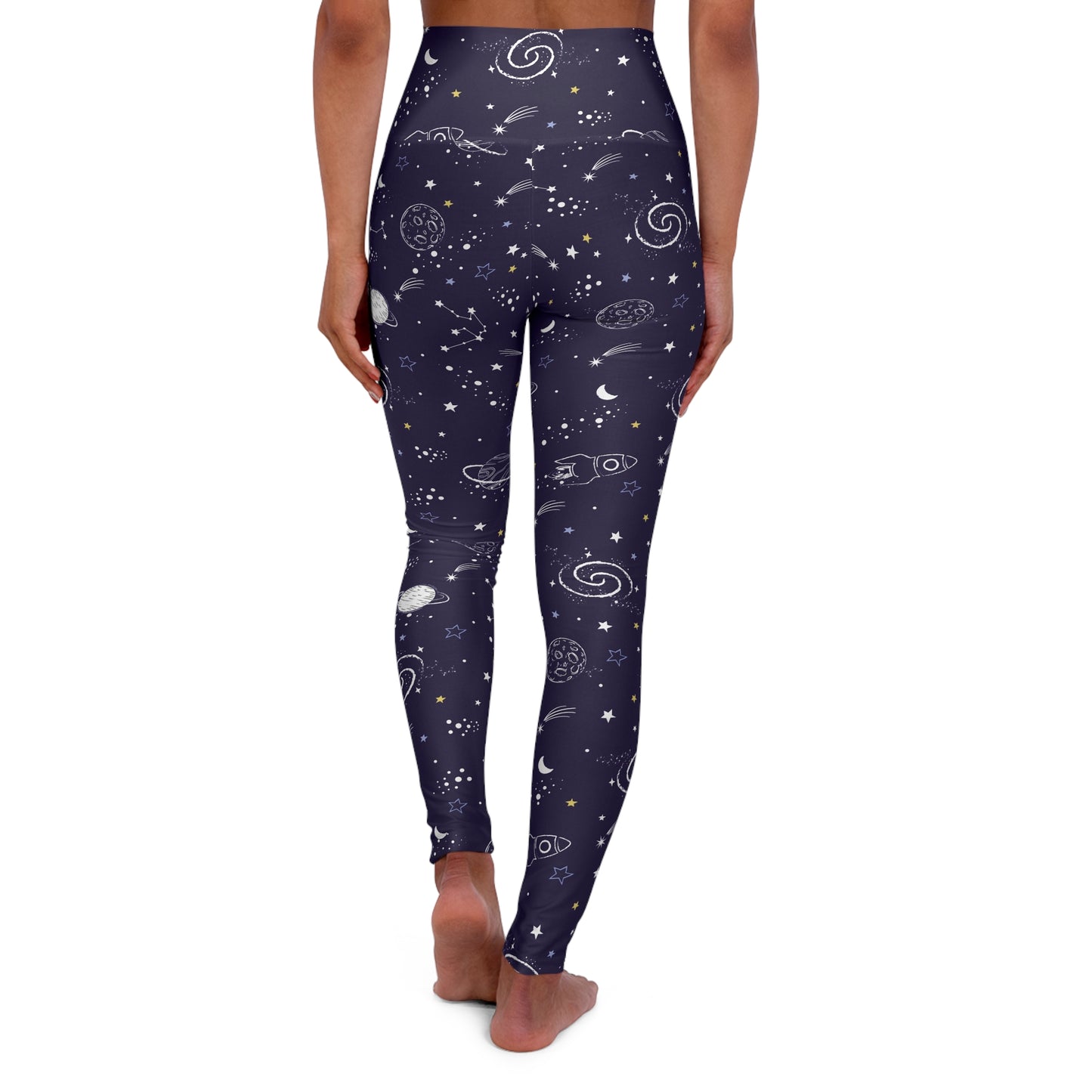 Galaxy High Waist Yoga Leggings — Celestial Starry Night Workout Pants