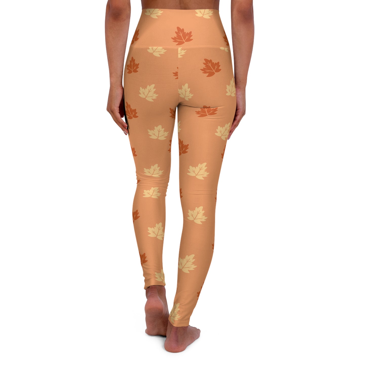 High Waisted Yoga Leggings — Green Botanical Leaves AOP