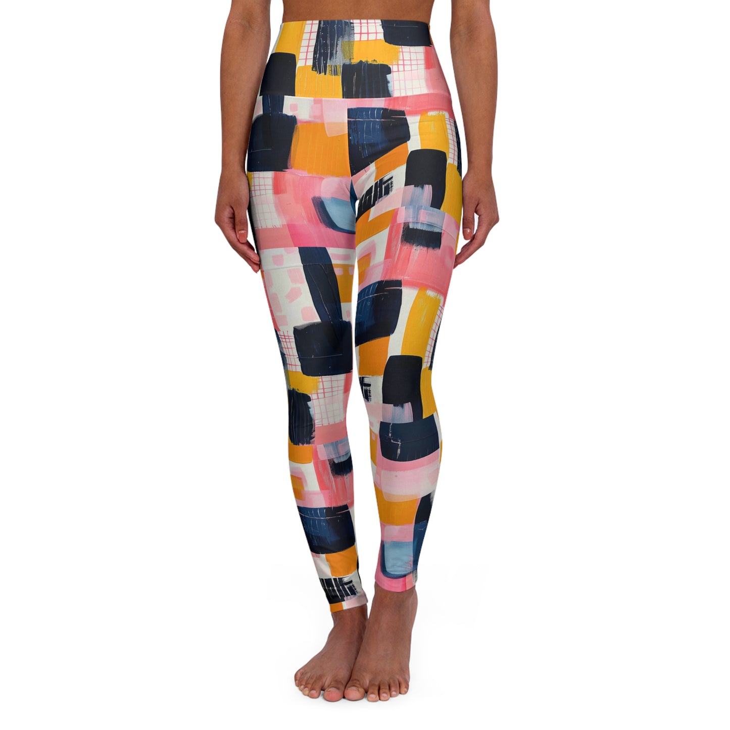 Abstract Multicolor High-Waist Yoga Leggings — Athletic All-Over Print