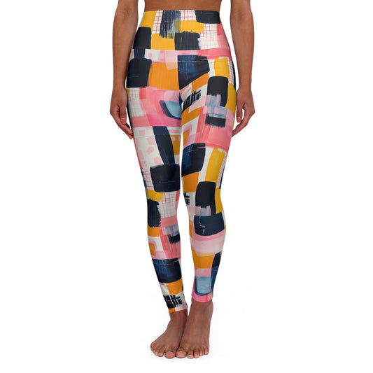 Abstract Multicolor High-Waist Yoga Leggings — Athletic All-Over Print