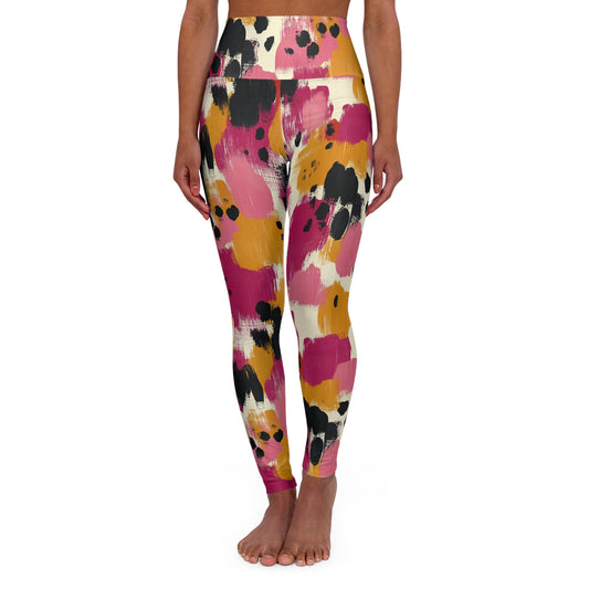 Brushstroke High Waisted Yoga Leggings, Yoga Tights