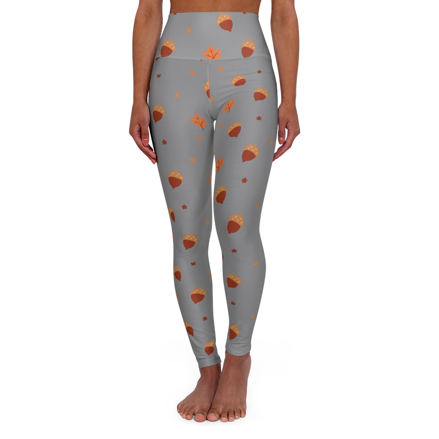 Autumn-Themed High Waisted Yoga Leggings — Cozy Fall Workout & Pilates Tights