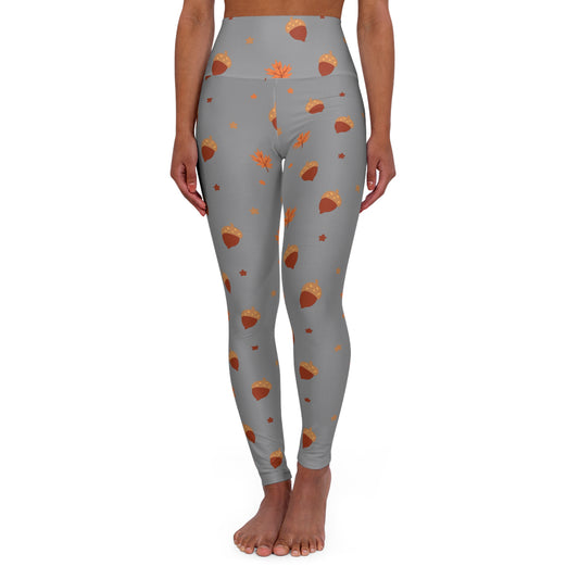 Autumn-Themed High Waisted Yoga Leggings — Cozy Fall Workout & Pilates Tights
