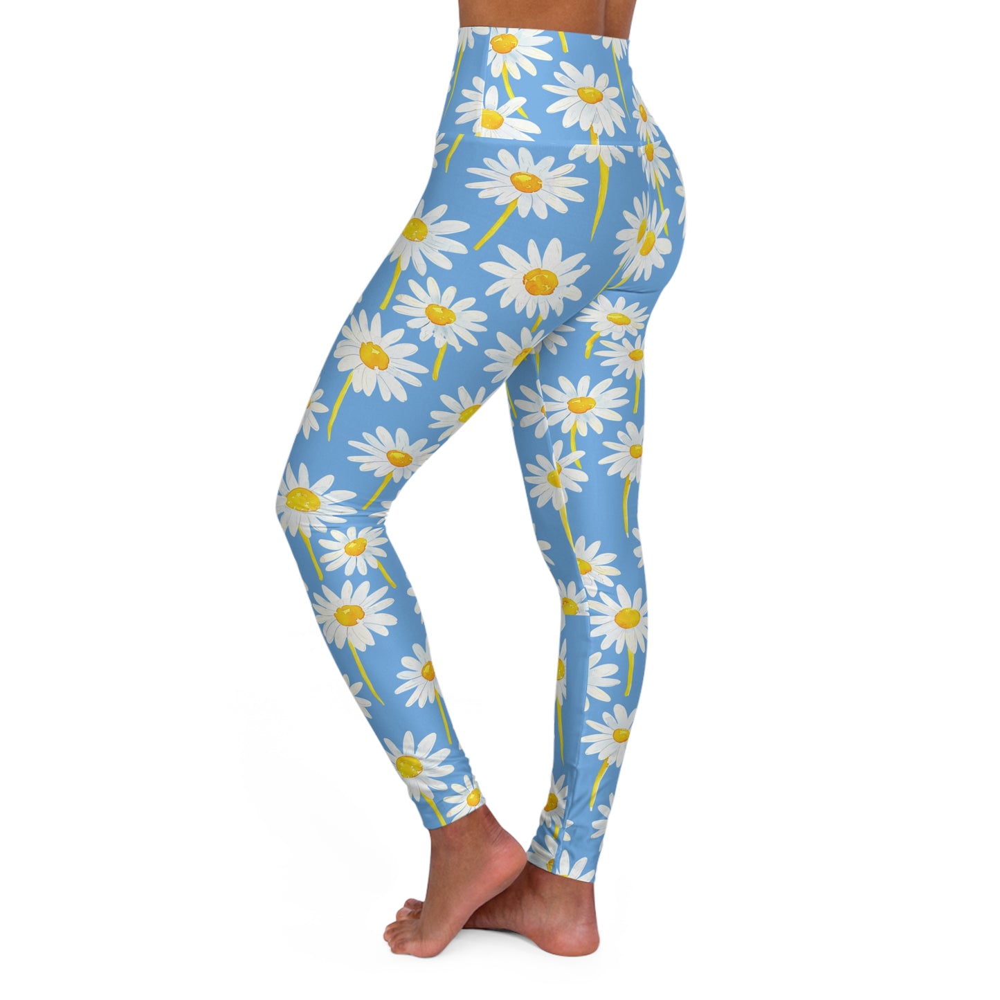Daisies High-Waisted Yoga Leggings — Floral Botanical Workout Tights