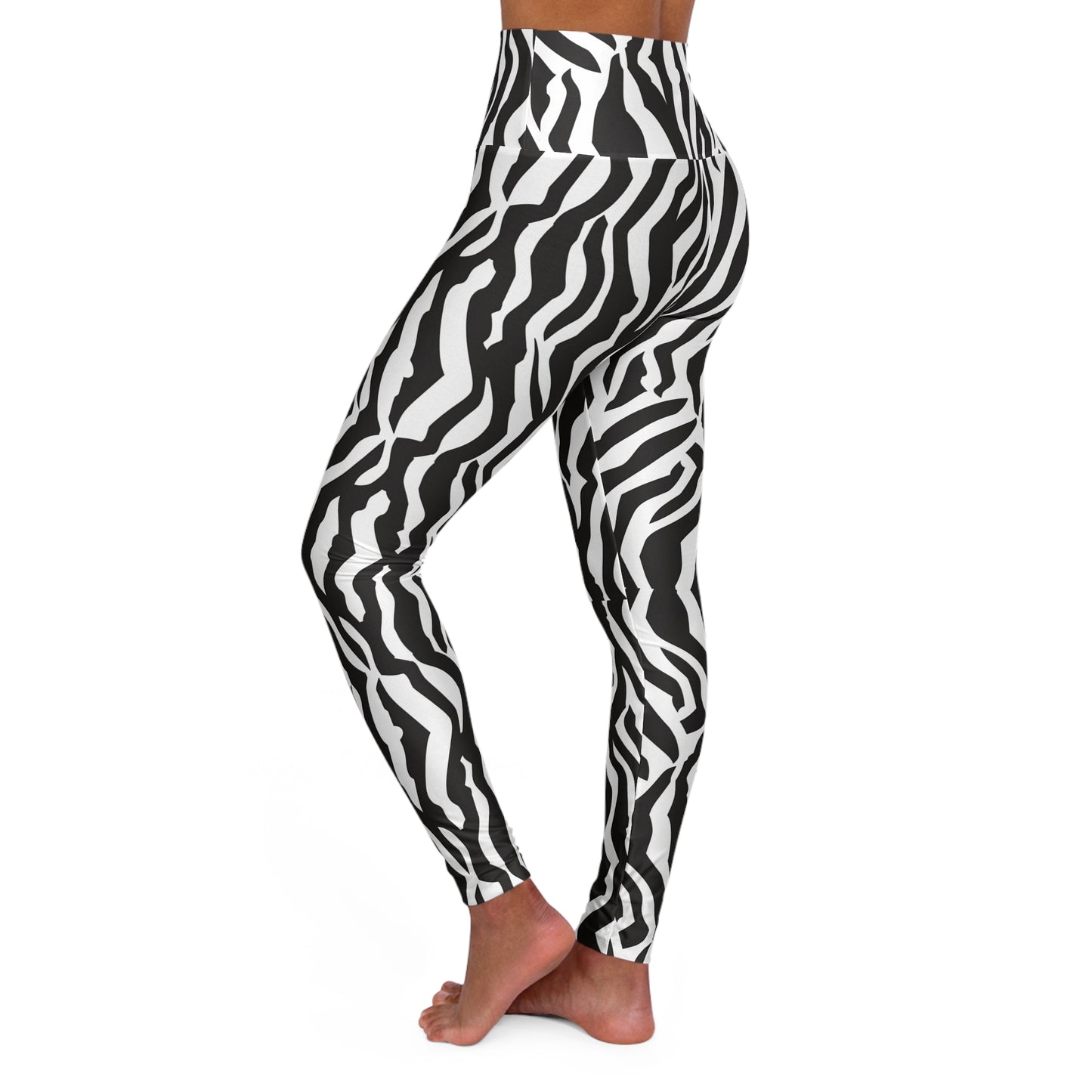 Leopard Print High-Waist Yoga Leggings — Black & White Animal Print Gym Tights