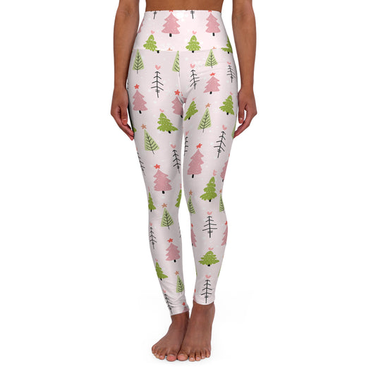 Christmas Trees High-Waisted Yoga Leggings — Festive Holiday Activewear