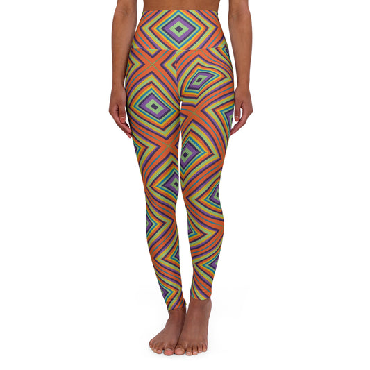High-Waisted Mosaic Yoga Leggings — High Waisted Workout Tights