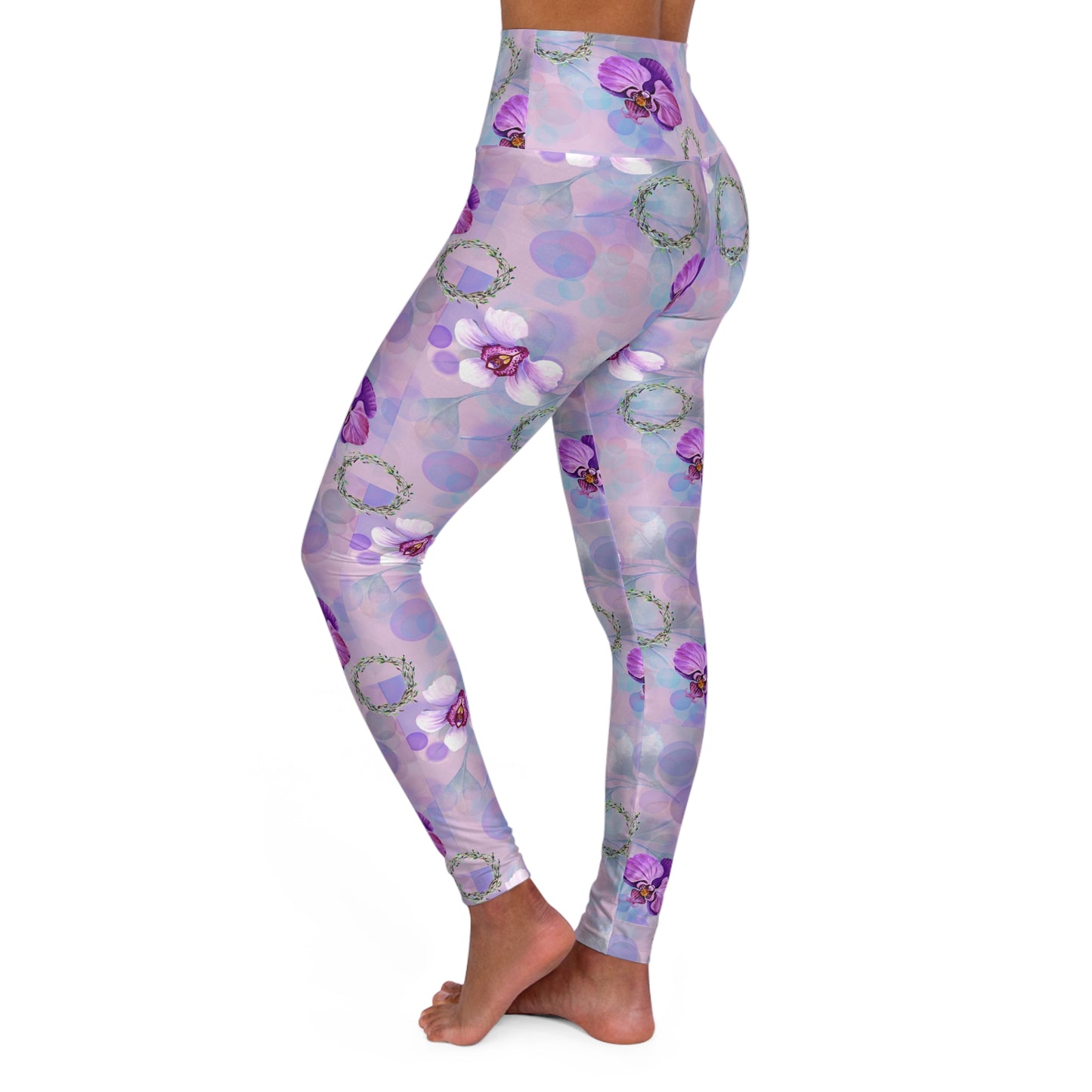 Orchid Flowers Leggings, Yoga Pants, Workout Tights, Floral Print Activewear, Fitness