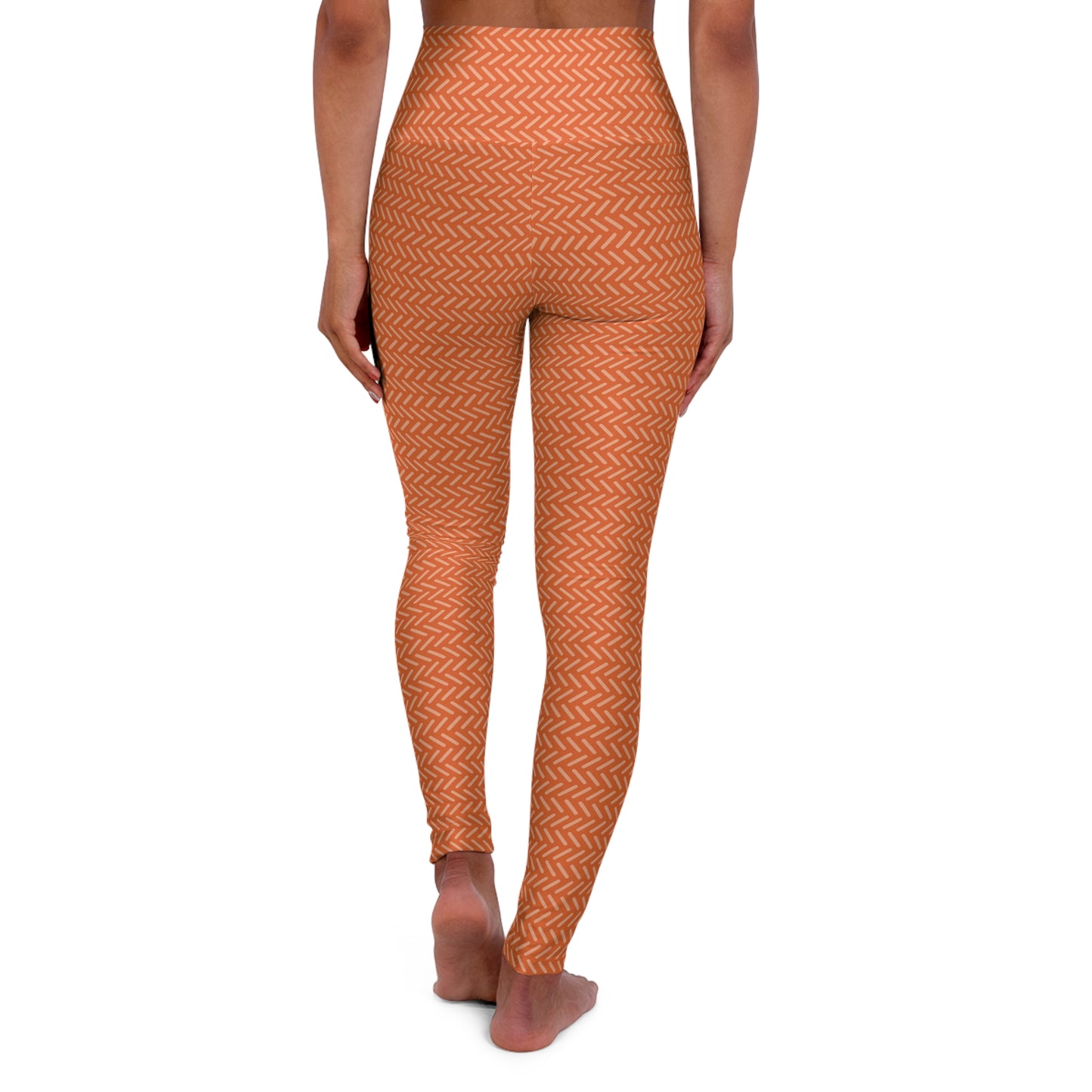 Burnt Orange Chevron High-Waisted Yoga Leggings — Athletic Workout & Fitness Tights