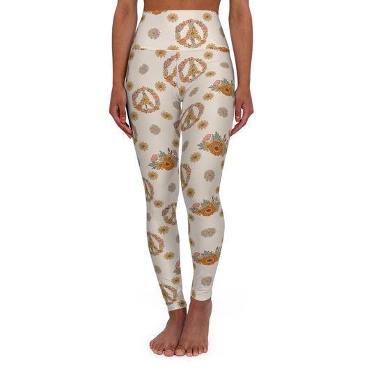 Groovy Peace Sign High Waisted Yoga Leggings