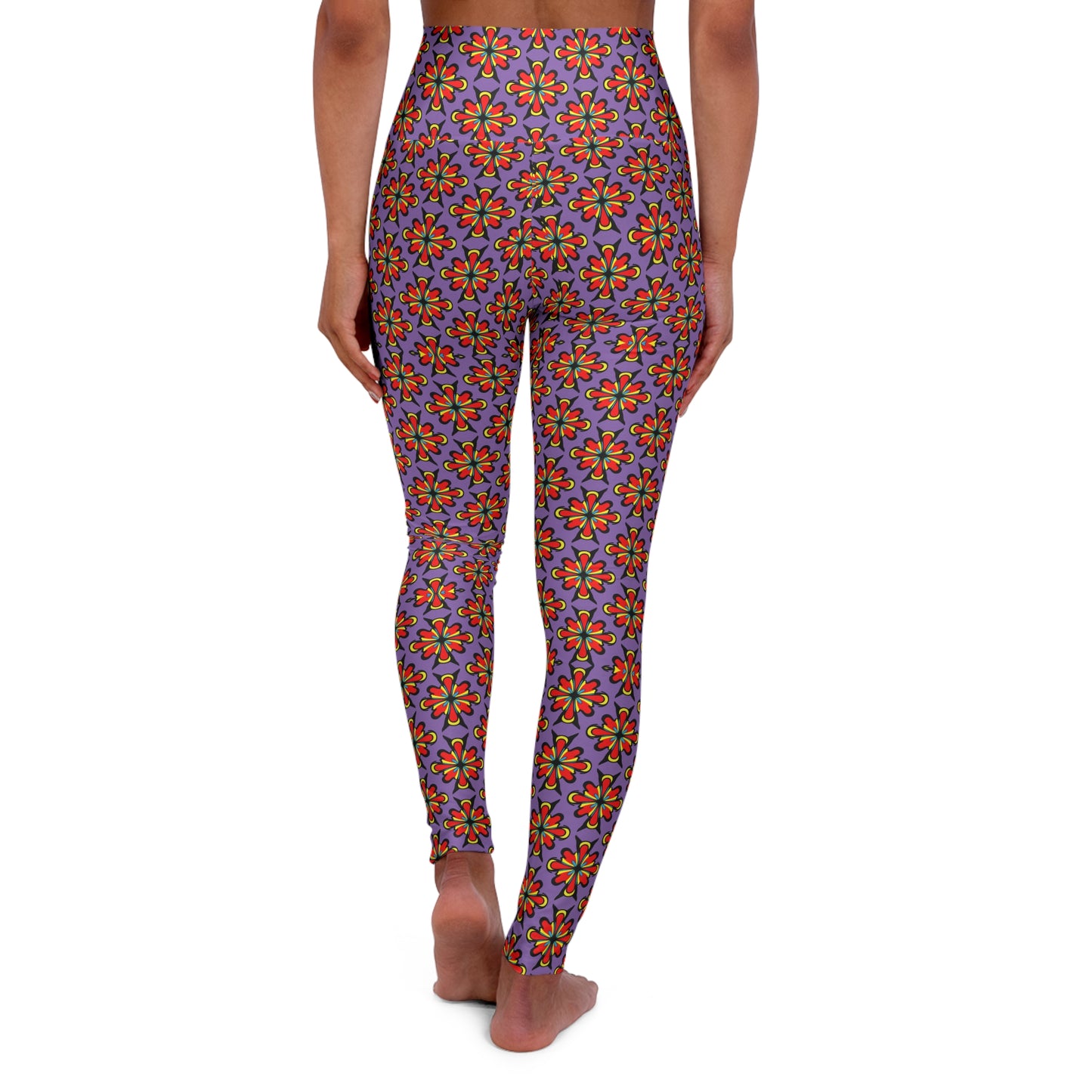 Floral Purple Yoga Leggings — High-Waisted Athletic Tights